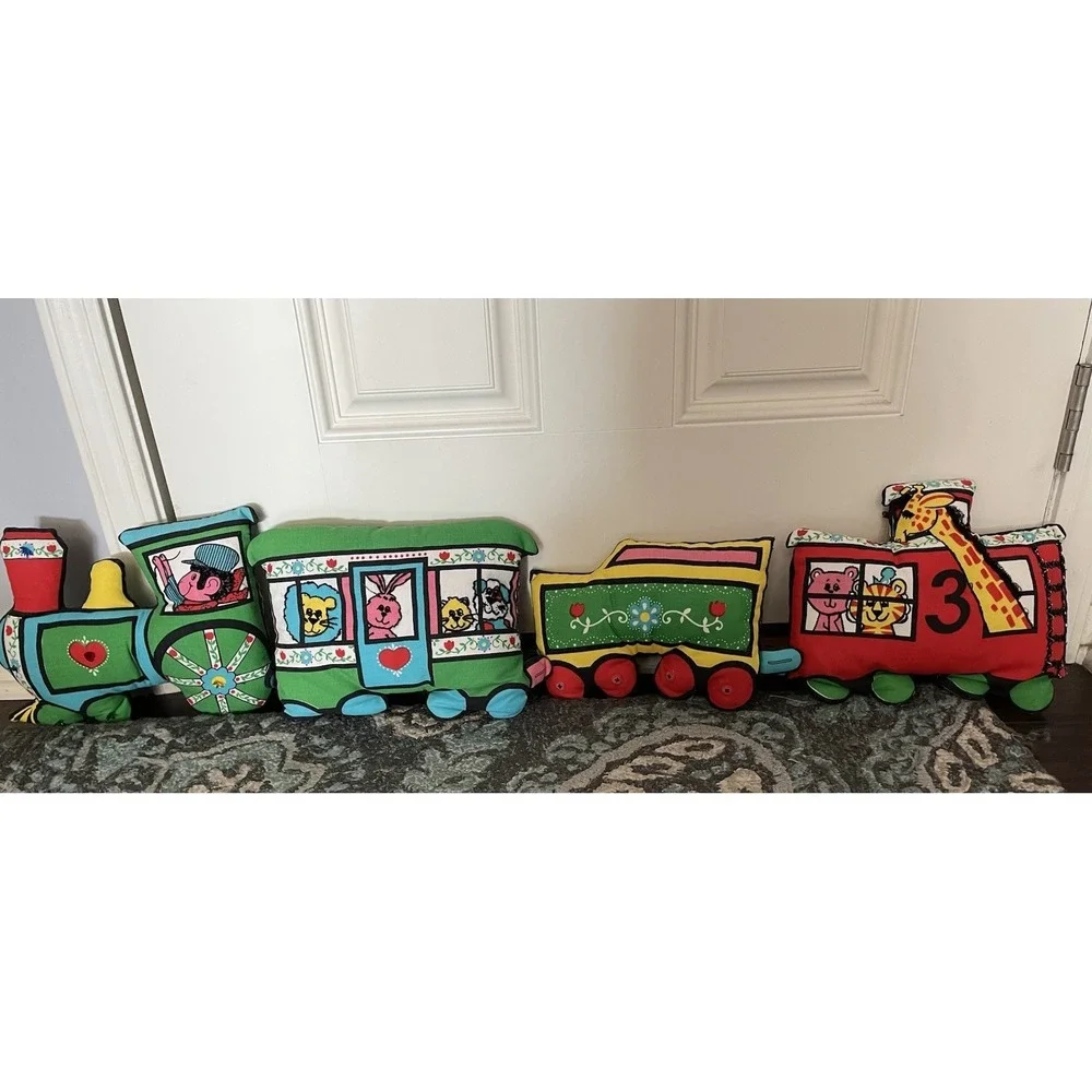Zoo Animal Train Circus Set Pillow Fabric Spring Mills Vintage